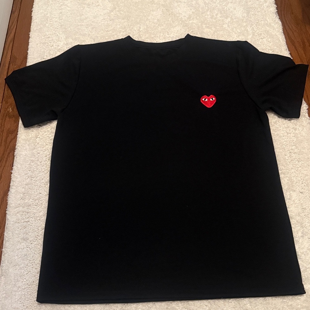 Copy Comme des Garcons Black style  Tee with Red Heart